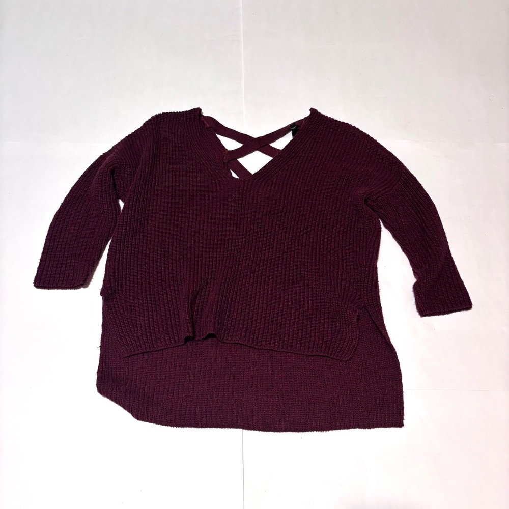 ⭐️Express Burgundy Knit Sweater with Crisscross Back